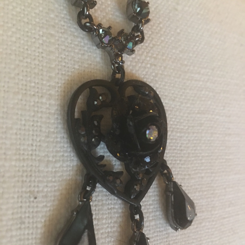 Betsey Johnson Black Rhinestone Necklace!